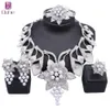 Parures de bijoux de mariage femmes cristal Dubai couleur or Imitation perle collier boucles d'oreilles bracelet bague fête accessoires de mariage ensemble de bijoux 231128