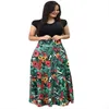 Женское многоцветное платье большого размера с короткими рукавами и стильными цветами