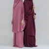 Etniska kläder Satin Khimar Abaya för barnflicka Jilbab kjol Set Islamiska ramadan muslimska barn kvinnor bönplagg dubai kalkon niqab