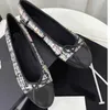 Paris velours cuir ballerines chaussures habillées femmes matelassé ballerine 2023 luxe bout rond dames sandale nœud ballerines