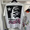 Рубашка Hellstar Футболка Hellstar Мужская женская дизайнерская футболка с рисунком Хипстерская мытая ткань Уличные граффити с надписью Фольга Мужская плюс размер KU8M