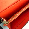 2023 Luxury designer sarah Wholesale wallet 7 colors fashion single zipper pocke men women leather lady ladies long purse with orange box card