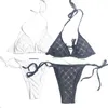 Kvinnor Bikini V Neck BH TIE SIDE BRIEMS SET SEXY BADING SUT Strand Tarning Badkläder för semester