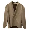 Kurtki męskie wiosna jesienna moda moda w dekolcie V Lose Casual High Street Jacket Men Tops Tiescoat Męskie ubrania