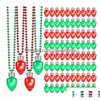 Light Up Pendant Bb Necklace On Mardi Gras Beads Led Flashing Glowing In The Dark Garlands Holiday Christmas Party Favor Stocking Drop Dh1Ox