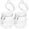 Botellas de almacenamiento 2 PCS Tarro de miel hermético Tapa de vidrio Contenedores de plástico Alimentos Mermelada transparente Boca ancha Recipiente Pepinillo Tarros de enlatado Despensa