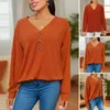 Kvinnors blusar Butt-up Blus Elegant V Neck Sticked Top Stylish Loose Pullover For Spring Fall Garderob Office Casual Wear Women