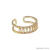 Pierścionki ślubne Delikatne biżuteria cyrkonia geometryczne regulowane pierścionki dla kobiet 14K złoty kolor zaręczynowy pierścionki zaręczynowe Prezent R231128