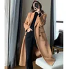 Women's Wool Blends Fashion Winter Trench Coat For Women Elegant Korean Casual Double-breasted Wool Coat Long Jacket Black Office Lady Loose Outwear 231128