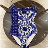 Designer dames zwempak mode één stuk backless badmode luxemerk bikibi set sexy halter strand badpak