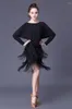 Scena noszona łacińska sukienka taneczna kobiety dorosły seksowne bodycon batwing fringe jesienna zima jedna rozmiar pasuje do wszystkich ubrania 2023
