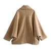 Misturas de lã masculina unizera2023 inverno feminino casual solto pocket decoração de morcego de morcego espessou casaco 231128