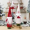 Christmas Decorations 1pc Cute Cartoon White Beard No Face Santa Doll Wine Bottle Cover Year Party Champagne Cap Home El Table DecorChristma