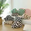 Cushion Decorative Pillow Lamb Fleece Checkerboard Cushion Cover Soft Waxy Plush Retro Plaid Sofa Throw Pillowcase Lumbar Room Decor 231128