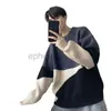 Sweats à capuche pour hommes Sweatshirts Hommes Hiver Pull Col Rond Pull En Tricot Patchwork Contraste Couleur Mode Coréenne Surdimensionné Tricots Streetwear Vêtements