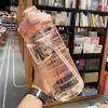 Vattenflaskor 2 liter flaska med halm bärbar rese fitness cykel kopp sommar kall kanna tidsmarkör