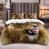 寝具セット掛け布団カバーライオン3Dパターンキッズの10代の動物布団とジッパークロージャーキルト