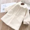 Giacche Imitazione Visone Velluto Cappotto lungo Ragazze Autunno Inverno Caldo Sciolto Misto Lana Giacca Bambini Coreano Moda Cappotto in pile TZ378 231128