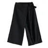 Pantalon femme japonais Yamamoto Style sombre taille haute bandage noir automne jambe large culotte rue mode femme printemps décontracté