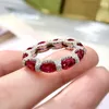 Bagues de grappe 2023 925 bague en diamant complet collier aigue-marine rubis artificiel personnalisé mode bijoux pour femmes