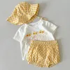 Rompers Summer Baby Olde Girls Simple Plaid Shorksleared Fit Suit Cool Childrens Coll Top Short Shorts Style 230427