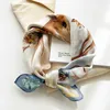 Scarves 100 Pure Silk Square Scarf Women Design Print Hair Bands Neckercheif Wraps Lady Foulard Bandana Shawls 2022 Spring New J230428