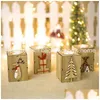 Christmas Decorations Wooden Tree Gift Box Letter Elk Candlestick Decoration Ornaments Mini 7X9Cm Drop Delivery Home Garden Festive Dhavo