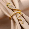 Anneaux de mariage Zircon serpent anneaux pour femmes plaqué or bague en acier inoxydable 2023 tendance Femme fête esthétique bijoux cadeau de noël anillos R231128