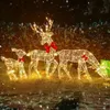 Christmas Decorations 3pcs Set Elk Deer With Lighting Strips Glowing Glitter Reindeer Outdoor Garden Festival Ornament Decor 231127