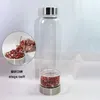 Natural Crystal Quartz Glass Water Bottle Crushed Quartz Obelisk Wand Healing Energy Bottles Rostfritt stål Cap QPGAA