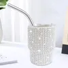 Bottiglie d'acqua 3 once Diamond Tumble Tazza di vino Bicchiere da whisky Acciaio inossidabile Isolamento sotto vuoto Mini Caffè con cannuccia Regalo per feste Ragazza 231128