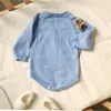 Barboteuse tricotée à manches longues pour bébé fille et garçon, vêtements une pièce, couleur unie, printemps-automne, 2023