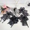 Hair Clips French Vintage Floral Bow Tie Ribbon Grab Clip Hairpins Back Head Barrettes Woman Accessories