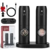 Mills Electric Automatic Salt and Pepper Grinder Set USB uppladdningsbart batteridrivet justerbar grovhet Spice Mill med LED -ljus 231128