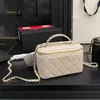 Classic crossbody bag luxury rhinestone handle box bag designer shoulder bag women handbag mini makeup bag interior mirror design women Cosmetic Bags