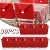 Chair Covers 30PCS Santa Hat Dining Red Christmas Table Decorations Hats 231127