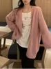 Maglieria da donna Hsa Cardigan caldo aperto da donna Manica lunga Cardigan maglione beige rosa Sciolto Giacche coreane lavorate a maglia chic oversize Abbigliamento Y2K