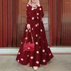 Ethnic Clothing Women's Dress Retro Polka Dot Printed Gown Middle East Dubai Turkey Abaya Islamic Muslim