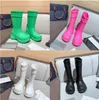 Botas de lluvia de goma de diseñador rosa para hombres, mujeres, negro, blanco, verde, marrón, París, zapatos EVA, talla 36-42