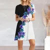 Vestidos casuais mulheres vestido de verão 3d flores graduais imprimir tops camisetas moda mulher roupas mini cintura saia 2023 senhora
