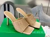 Diamond Women's High Heel Slippers Spring and Summer New Square Diamond Slippers with Square Head Design Casual Shoes