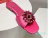 Rene Caovilla Crystal Flowers utsmyckade spänne platt glidskivor tofflor mulor mode sandaler öppna tår lyxdesigner för kvinnliga semesterlägenheter