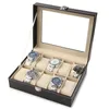 Watch Boxes Cases Organizer Storage for Travel Watches Pu Leather Glass Case Display Multi Purpose Box and Jewelry 231127