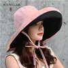 Stingy Brim Hats Summer Women Double Side Fashion Wide Large Brim Sun Hat Outdoor Beach Fisherman Cap UV Proof Sun Protection Hat Hucket 230427