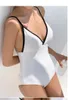Kvinnors badkläder sexig en bit vit baddräkt lady 2023 solida kvinnor baddräkter