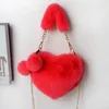 Evening Bag Hand 2023 Plush Love Heart Shaped Fashionable Solid Color Soft Comfortable Purses and Handbags for 231127