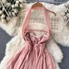 Abiti casual Senior Sense Of Vacation Wind Super Fairy Hanging Neck Smocked Backless Chiffon Celebrity Dress