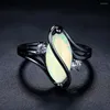 Cluster Rings 2023 Selling Women's Ring Oval Opal Cubic Zirconia Black Gold Zircon Fashion Jewelry Party Gift