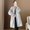 Women's Trench Coats Miyake Fashion Pleated Cotton Jacket Medium-length Fall Winter Temperament Burst Down Simple Leisure