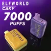 Hurtowa oryginalna eksport jednorazowy VAP Eelfworld Caky 7000Puffs 13 ml Cewka z cewki z 750 mAh typu baterii C typ-Cart Port Charing